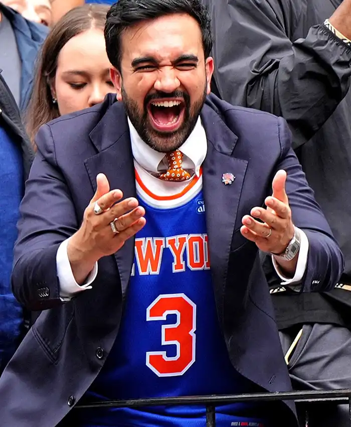 Mamdani NY Knicks 2026 Victory Parade Navy Blazer