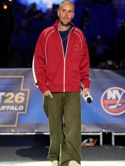 Maple Leafs Justin Bieber NHL Draft Red Jacket