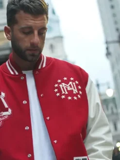 Mitchell & Ness Red Authentic Branded Letterman Jacket