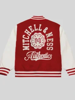 Mitchell & Ness Red Authentic Branded Letterman Jacket Back