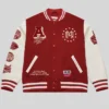 Mitchell & Ness Red Authentic Branded Letterman Jacket Front