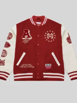 Mitchell & Ness Red Authentic Branded Letterman Jacket Front