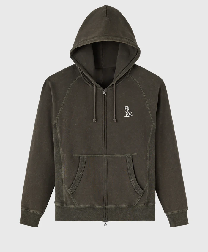 Muskoka Raglan Full-Zip Olive Hoodie