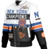 NBA Champions NY Knicks JH Design White Leather Jacket