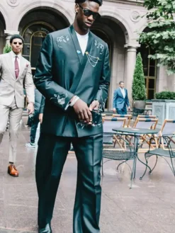 NBA Draft 2026 AJ Dybantsa Black Floral-Embroidered Suit