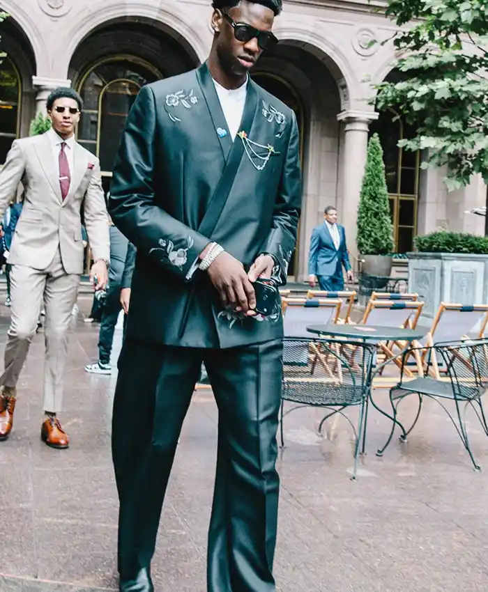 NBA Draft 2026 AJ Dybantsa Black Floral-Embroidered Suit