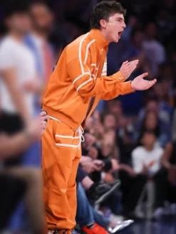NBA Finals Game 3 Timothée Chalamet Orange Tracksuit