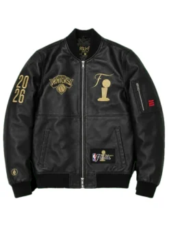 NBA Finals Knicks Black Leather Jacket