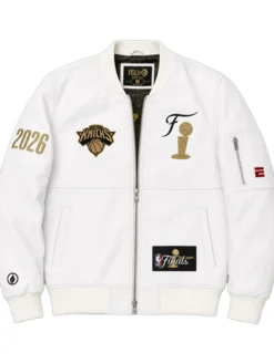 NBA Finals Jacket | NBA Finals White Leather Jacket