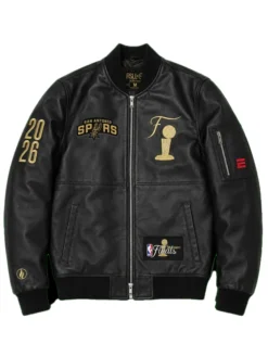 NBA Finals Spurs Black Leather Jacket