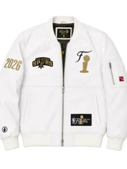 NBA Finals Spurs White Leather Jacket