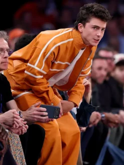 NBA Finals Timothée Chalamet Game 3 Orange Tracksuit