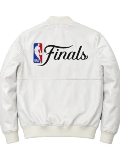 NBA Finals White Leather Jacket