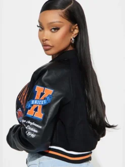NY Knicks Black Jump Shot Bomber Jacket