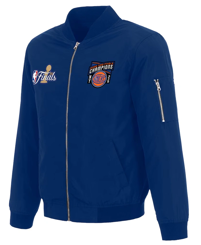 NY Knicks JH Design Blue Champions 2026 Zip Bomber Jacket