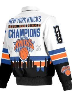 NY Knicks JH Design NBA Champions White Leather Jacket