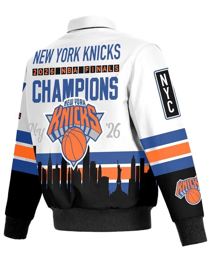 NY Knicks JH Design NBA Champions White Leather Jacket