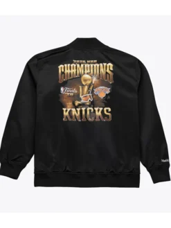 NY Knicks Mitchell & Ness 2026 Champions Black Satin Jacket