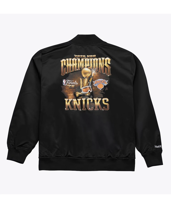 NY Knicks Mitchell & Ness 2026 Champions Black Satin Jacket