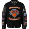 NY Knicks NBA Champions 2026 Black Wool & Leather Jacket