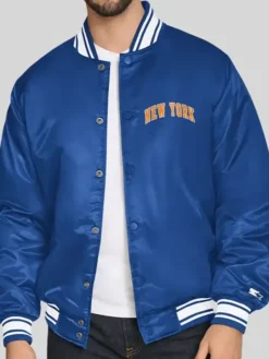 New York Knicks Starter Basketball Logo Varsity Jacket Front