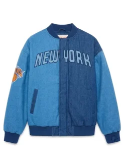 New York Knicks Terez Blue Denim Bomber Jacket