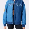 New York Knicks Terez Blue Denim Bomber Jacket Front