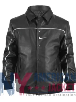 Nike x Supreme Black Varsity Leather Jacket