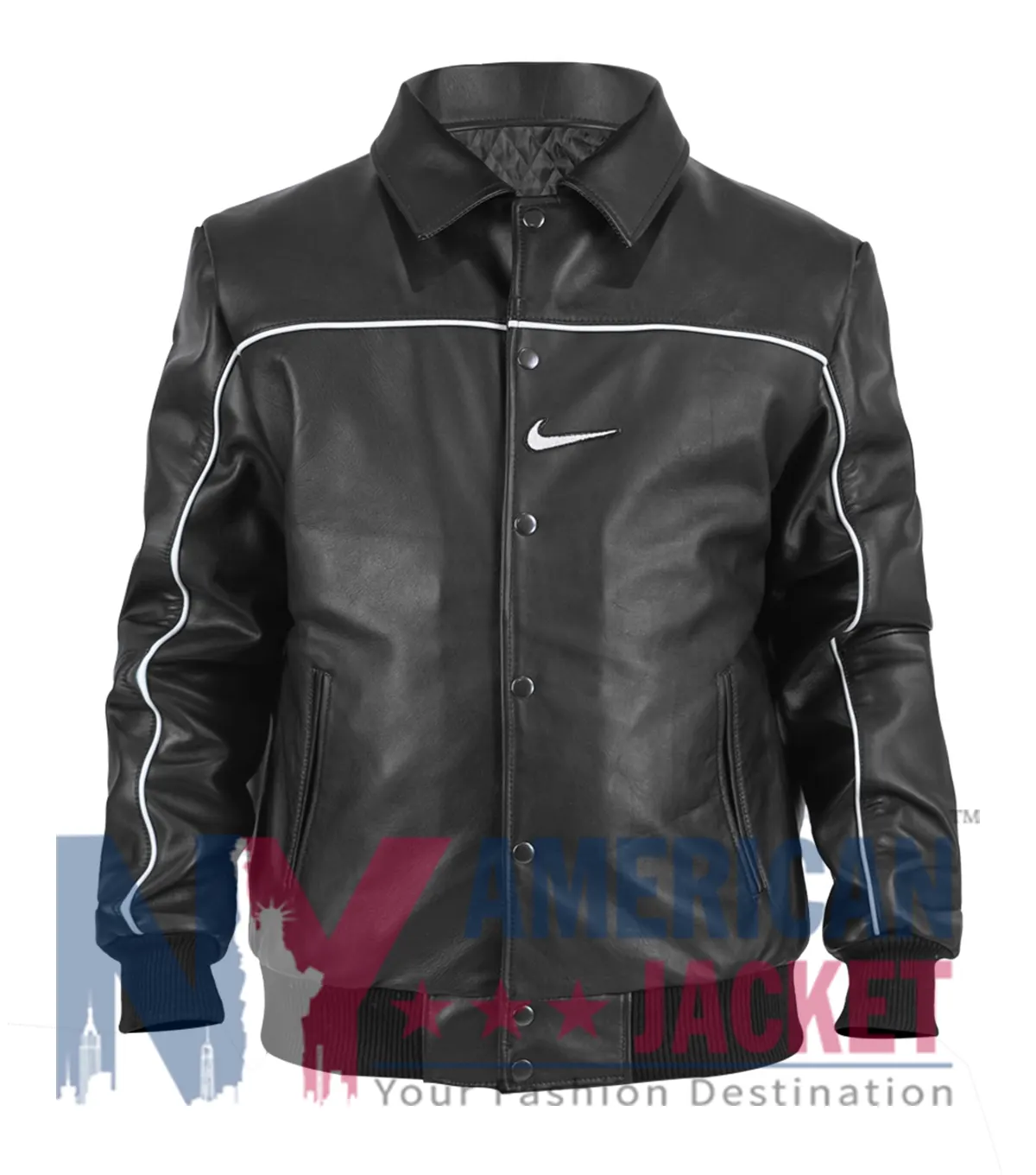 Nike x Supreme Black Leather Varsity Jacket | Nike x Supreme