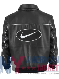 Nike x Supreme Leather Black Varsity Jacket
