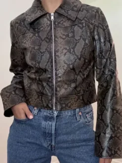 Off Campus S01 Mika Abdalla Snake Print Leather Jacket Front