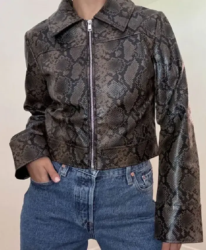 Off Campus S01 Mika Abdalla Snake Print Leather Jacket Front