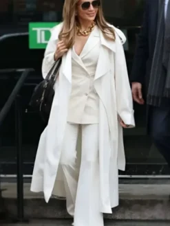Office Romance 2026 Jennifer Lopez White Trench Coat