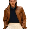 Polo Ralph Lauren SS27 Brown Leather Croc Jacket