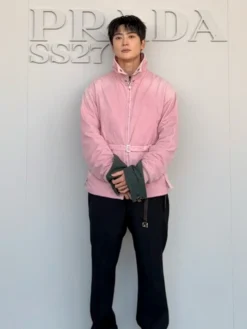 Prada SS27 Jaehyun Belted Pink Cotton Jacket