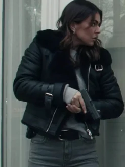 Reacher S2 Serinda Swan Leather Black Jacket