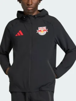 Red Bull New York Tiro Travel Hooded Windbreaker Jacket Front