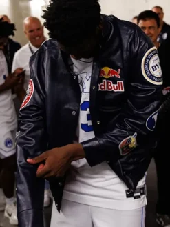 Red Bull x Jeff Hamilton AJ Dybantsa Leather Black Jacket