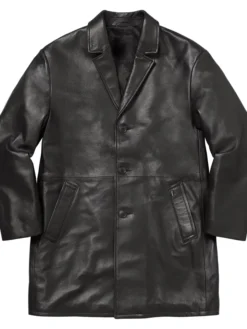 Schott x Supreme Leather Black Overcoat