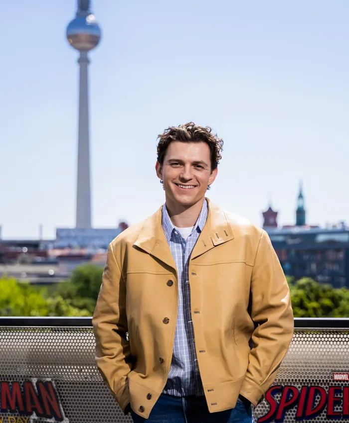 Spider Man New Day Berlin Tom Holland Leather Tan Jacket