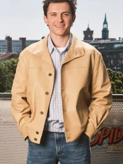 Spider Man New Day Tom Holland Berlin Leather Tan Jacket