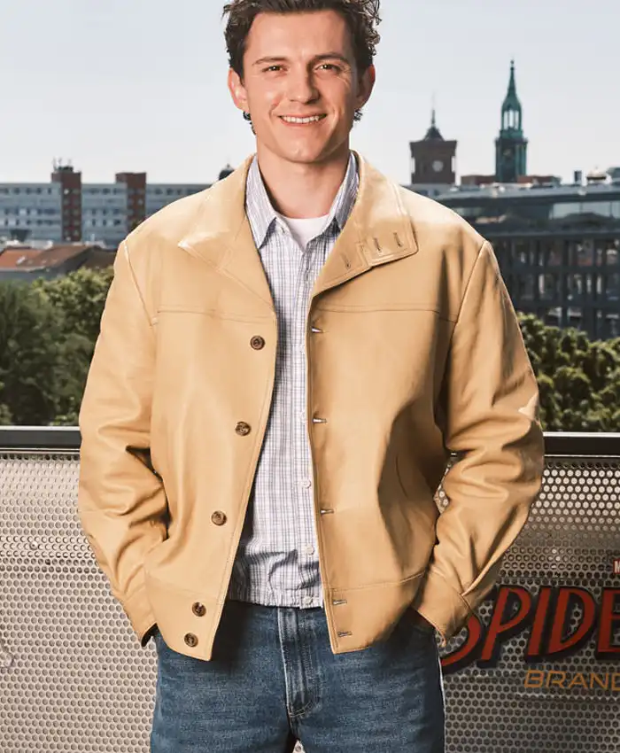 Spider Man New Day Tom Holland Berlin Leather Tan Jacket
