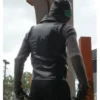 Spiderm Noir Double Breasted Black Leather Vest Back