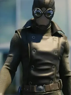 Spiderm Noir Double Breasted Black Leather Vest For Sale