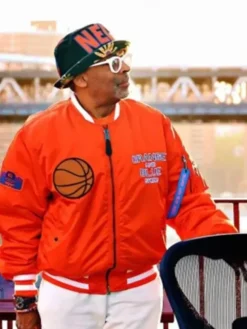 Spike Lee Basketball Finals 2026 Orange Knicks Jacket Front