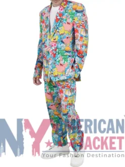 Spongebob Frenzy Mens Multicolor Suit