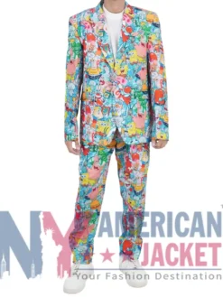 Spongebob Frenzy Multicolor Mens Suit