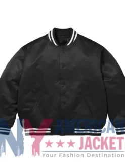 Supreme Black Full-Snap Varsity Jacket