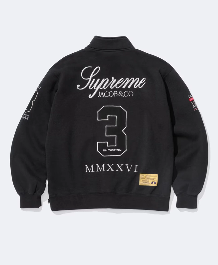 Supreme La Martina Black Zip-Up Sweatshirt