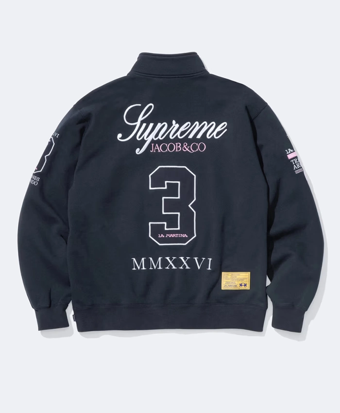 Supreme La Martina Blue Zip-Up Sweatshirt